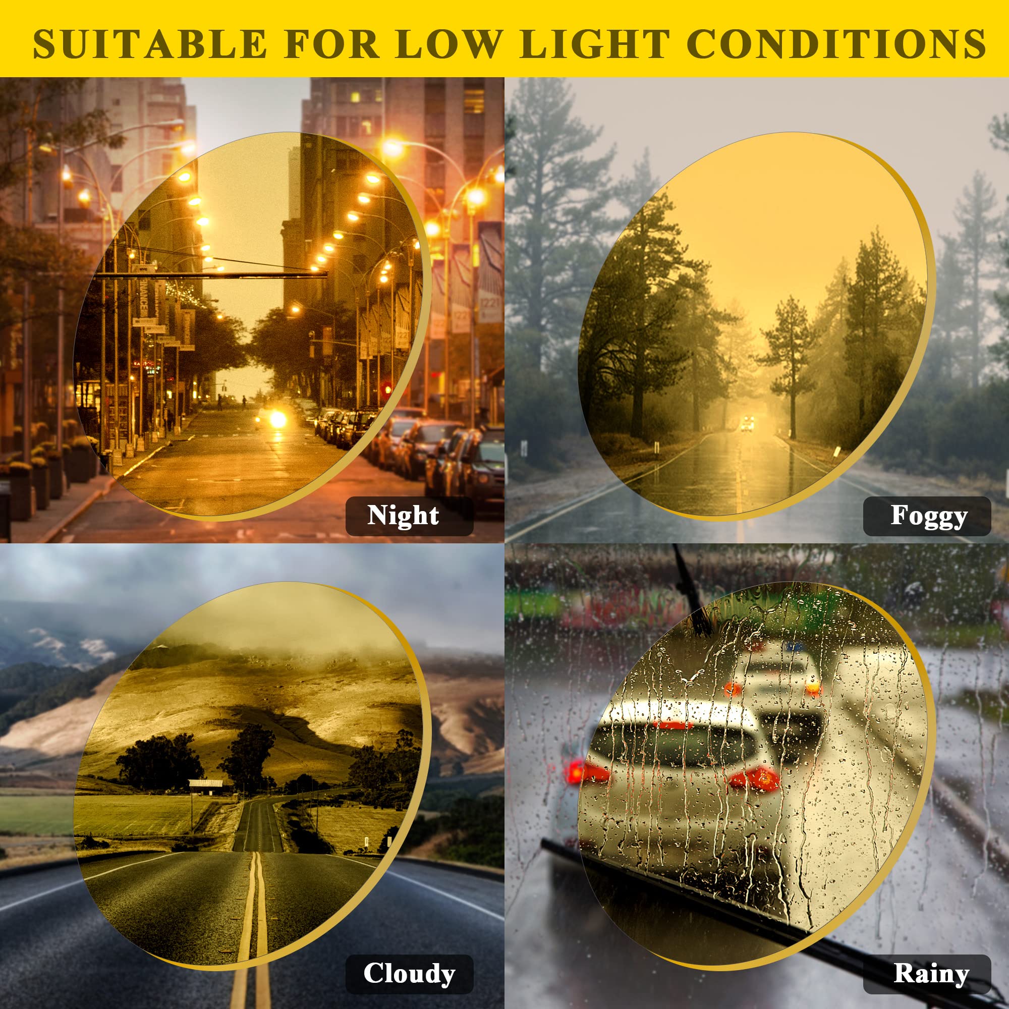 Women's Polarized Night Driving Glasses - Anti Glare Yellow Lenses for Safe Night Vision