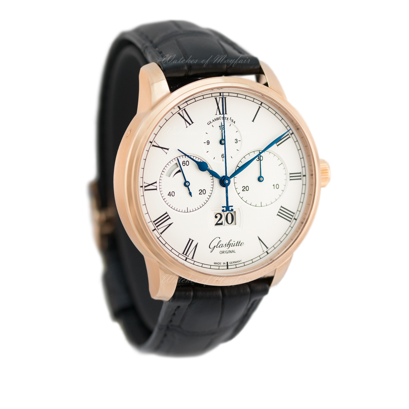 Glashutte Original Senator Chronograph Panorama Date Men's Watch - 18K Red Gold Luxury Timepiece for Business & Formal Events