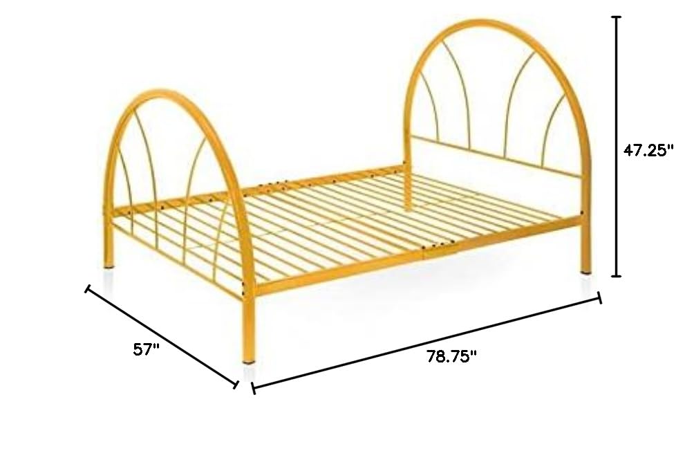 Roseberry Kids Modern Non-Recycled Steel Metal Platform Full Bed Frame - Orange Color Sturdy Durable Design for Children's Bedroom, Playroom or Guest Room