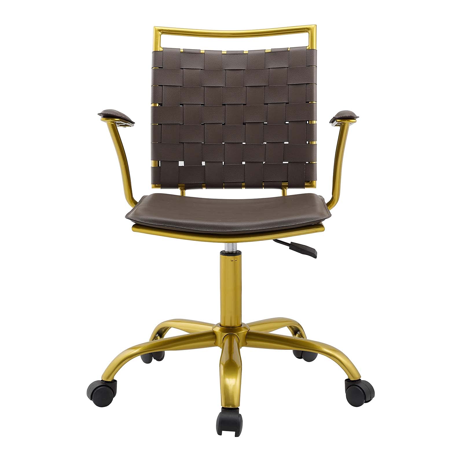 Ergonomic Faux Leather Computer Work Desk Chair - Brown Modern Contemporary Office Chair for Home & Business - Perfect for Long Hours of Work, Gaming, and Remote Office Setup