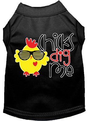 Chicks Dig Me Funny Dog T-Shirt - Soft Cotton Pet Apparel in Multiple Colors - Perfect for Dog Lovers & Pet Costume Parties