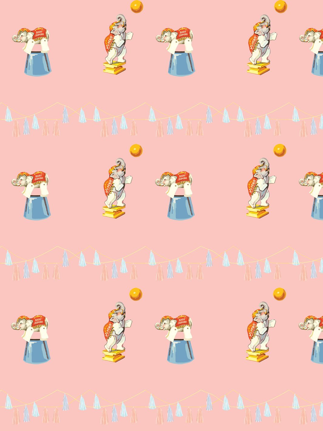 Fisher Price™ 'Elephant Circus' Wallpaper - Playful Nursery Decor for Baby Rooms & Kids Bedrooms