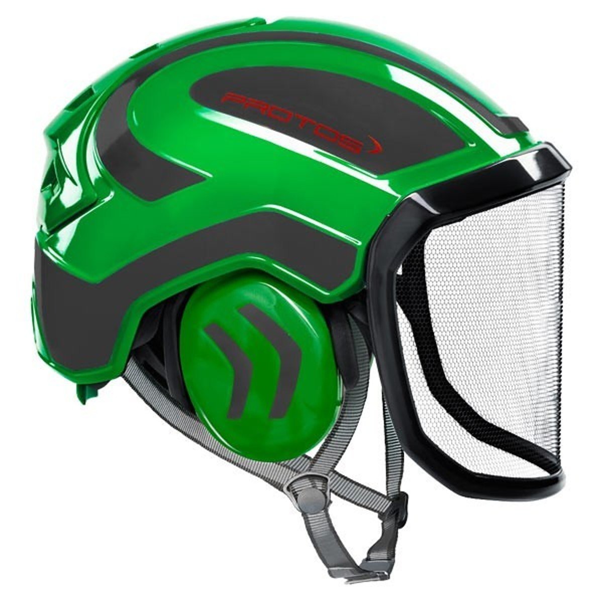 Pfanner Protos Helmet - Forestry Safety Helmet with Visor & Ear Protection, Green & Grey - Perfect for Arborists, Loggers & Outdoor Workers