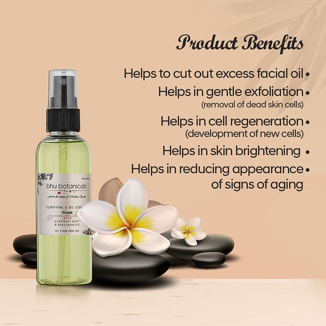 Oil Control & Clarifying Toner with ACB Fruit Mix™ & Niacinamide - 100ml for Oily & Acne-Prone Skin | Perfect for Daily Skincare Routine & Blemish Control