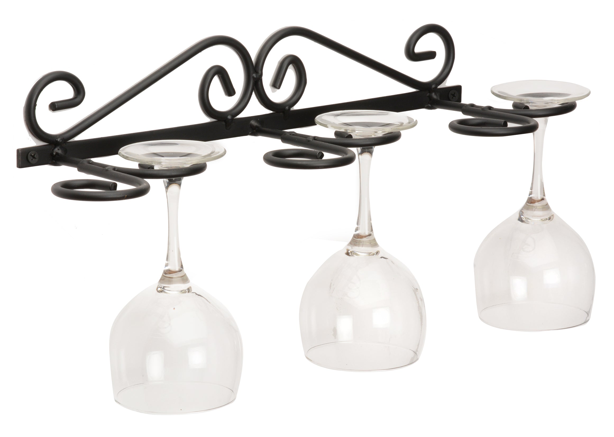 Amish Hand-Forged Wrought Iron Wall Mount Wine Glass Holder - 6 Glass Rack for Kitchen, Bar, or Dining Room Decor