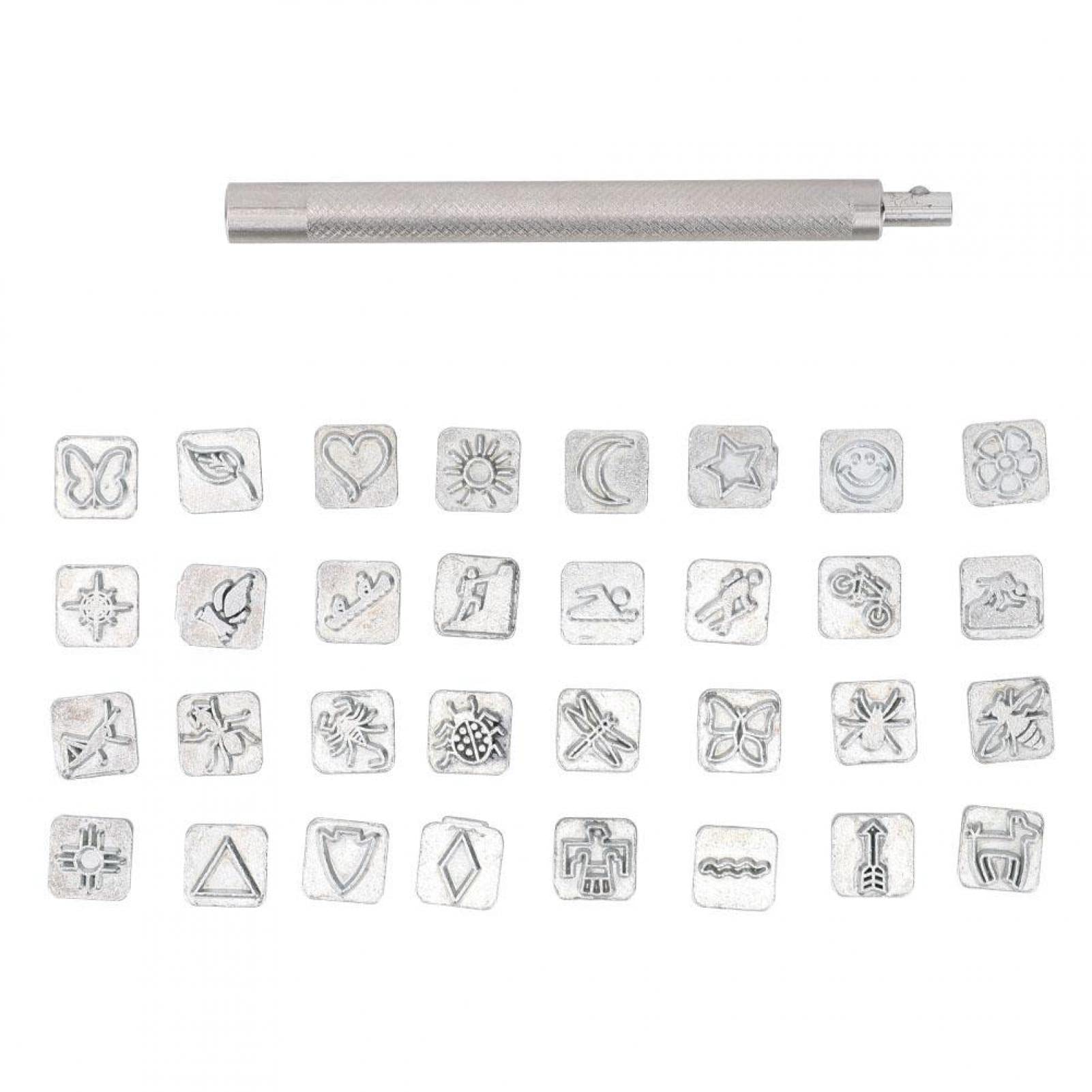 32PCS Leather Craft Metal Stamps Set - Cartoon Animal Punch Tools for Leatherworking | Alloy Steel Imprint Stamps for DIY Leather Projects | Perfect for Belts, Wallets & Handmade Leather Goods