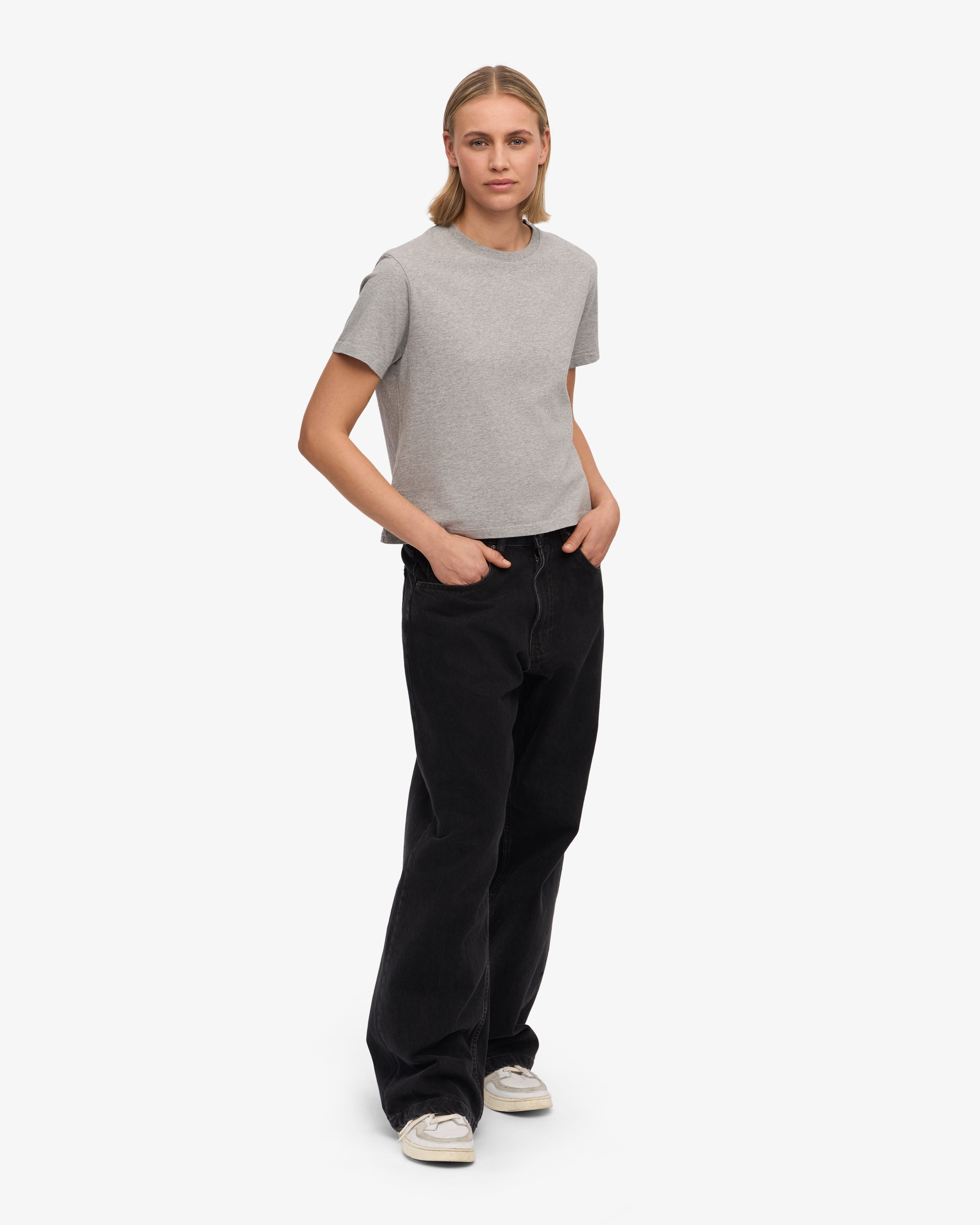 Organic Boxy Crop Tee - Soft Heather Grey Cotton Top for Women | Casual Wear, Street Style & Summer Outfits