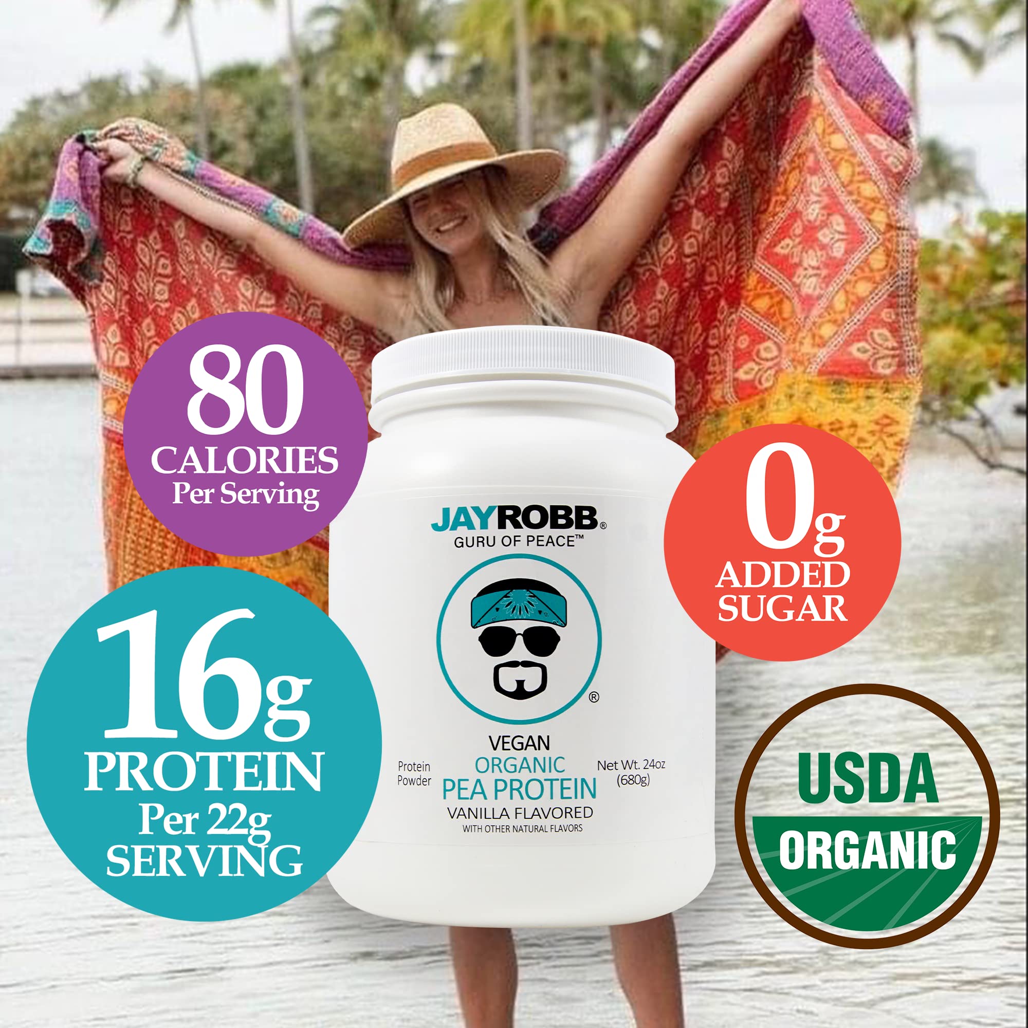 Jay Robb Organic Vegan Vanilla Pea Protein Powder - Plant-Based Protein Supplement for Muscle Recovery & Weight Loss | Perfect for Smoothies, Baking & Post-Workout Shakes