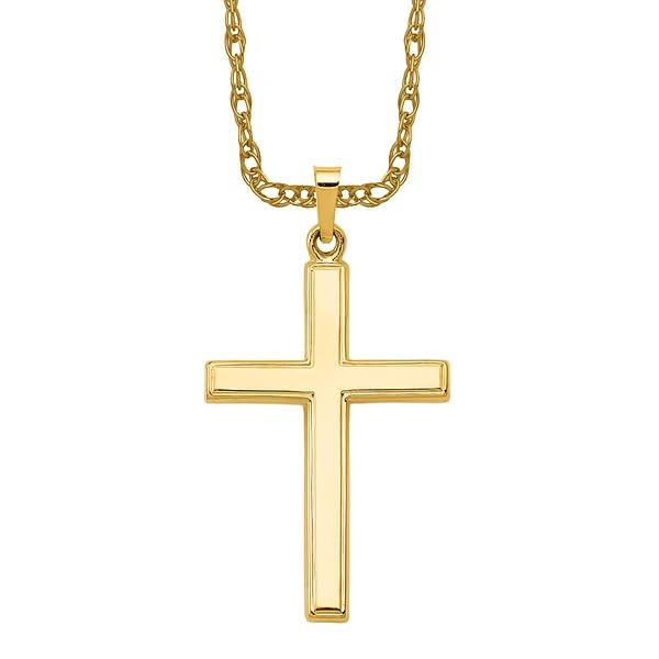 14K Solid Yellow Gold Latin Mexican Holy Cross Necklace - Religious Jesus Christ Pendant Charm for Women & Men - Perfect for Baptism, First Communion, Confirmation & Everyday Faith Jewelry
