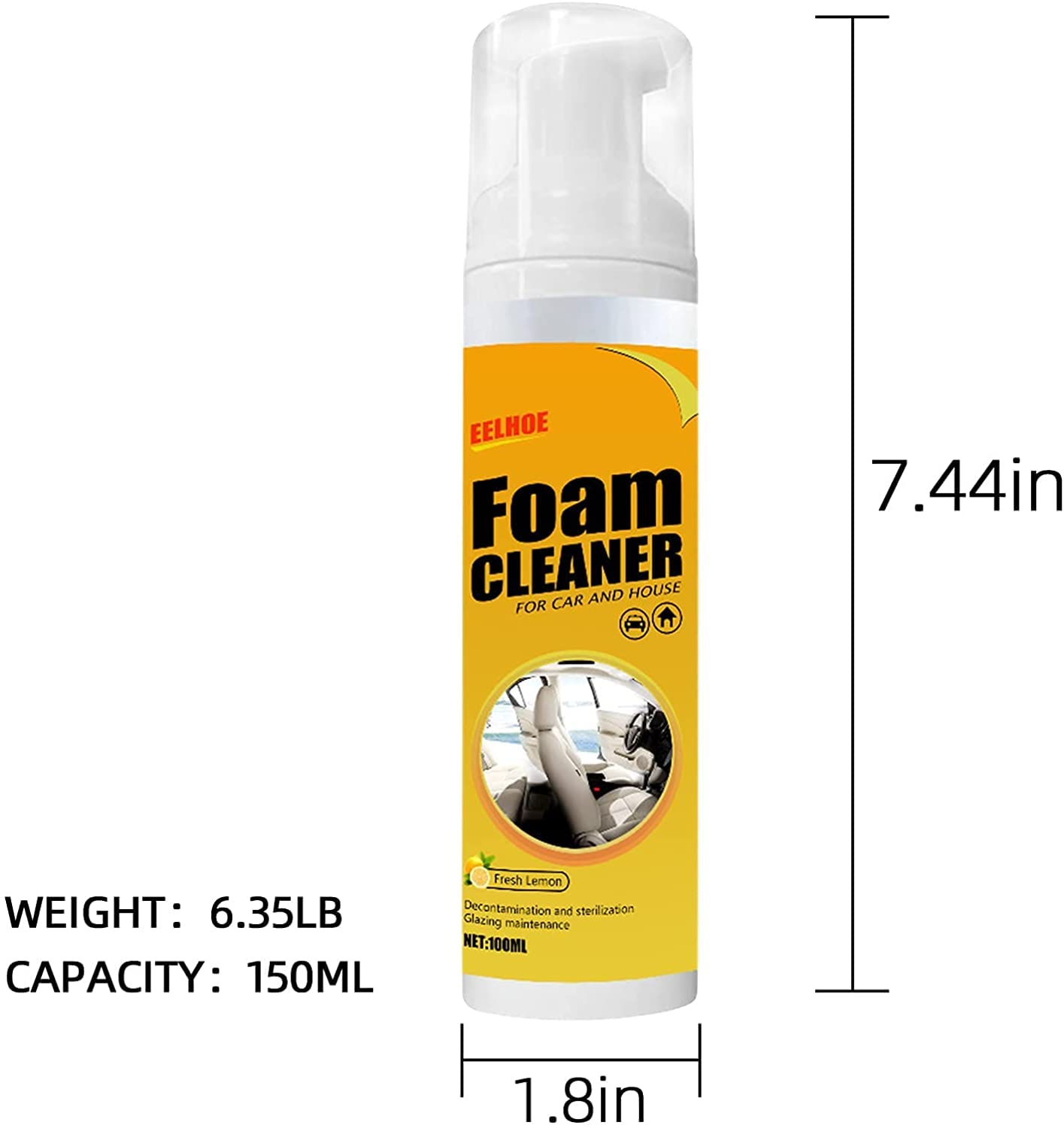KCRPM Multipurpose Foam Cleaner Spray - Lemon Scented All-Purpose Cleaner for Car, Kitchen & Home (150ml) | Perfect for Car Detailing, Kitchen Surfaces & Household Cleaning