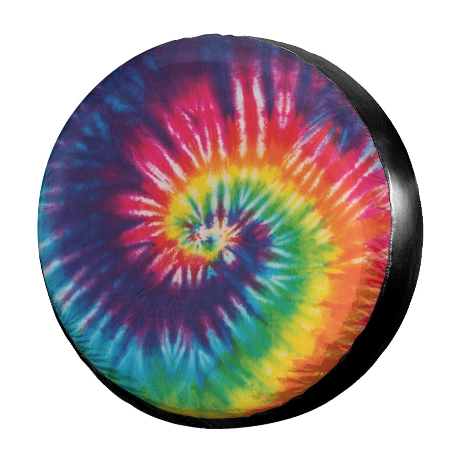 Rainbow Tie Dye Spare Tire Cover - 17 Inch Dustproof Wheel Protector for Trailers, RVs, SUVs & Vehicles | Waterproof UV-Resistant Travel Accessory for Road Trips & Camping Adventures