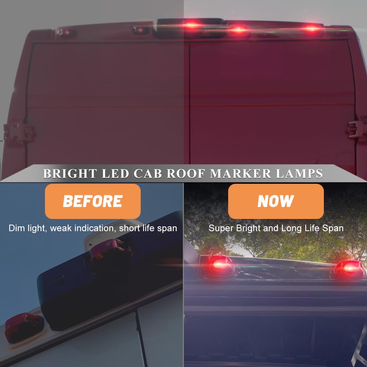 Rear LED Cab Roof Marker Lights Bulbs for RAM 2014-2024 ProMaster 1500/2500/3500 - Red Clearance Running Lamps (5pcs OEM Replacement) - Perfect for Night Driving & Enhanced Vehicle Visibility