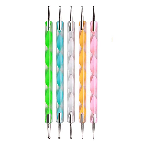 5-Piece Nail Art Dotting Pen Set - Dual-Ended Dotting Tools for Manicure & Nail Design (5 Colors) | Perfect for Salon Professionals & DIY Nail Art at Home