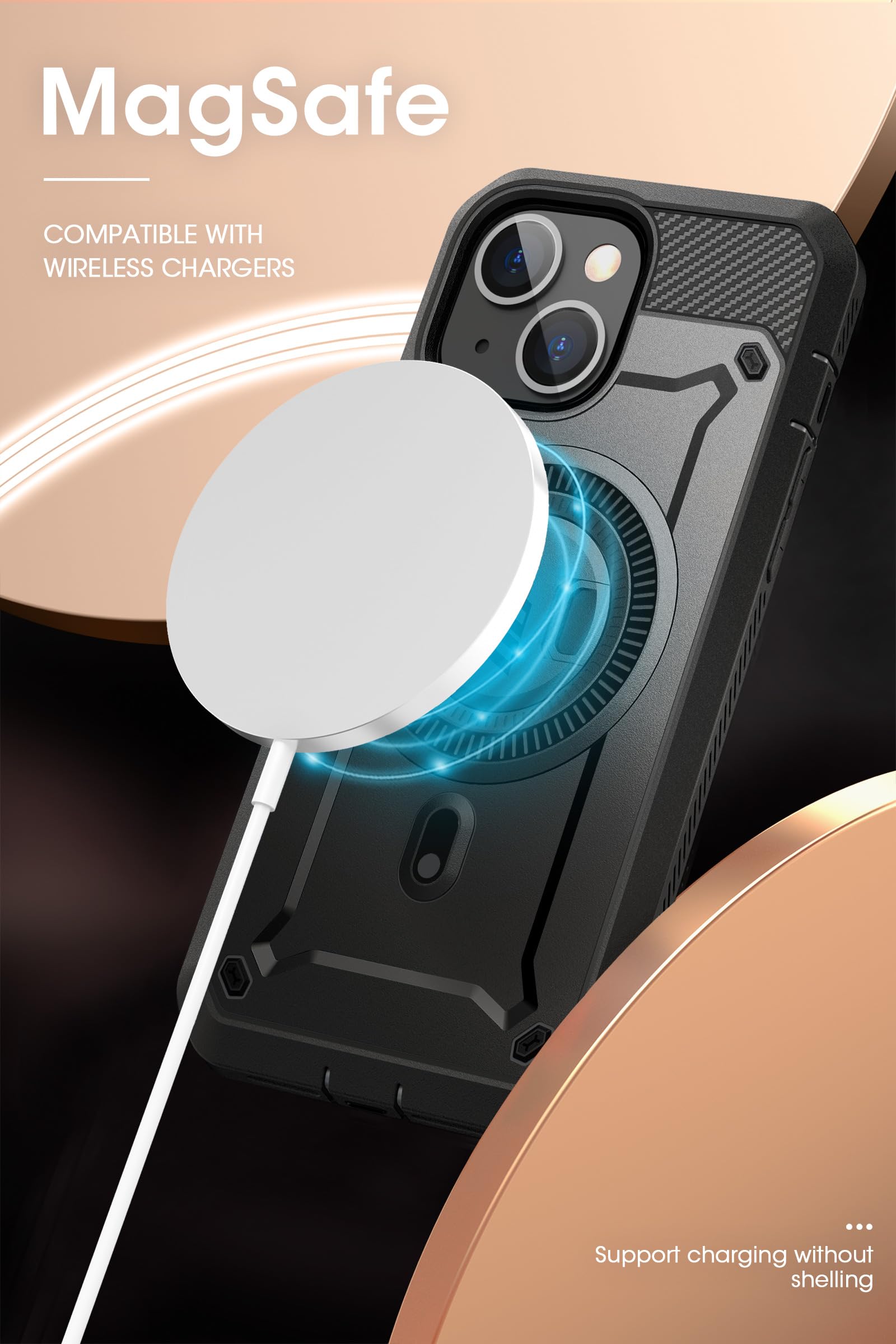SUPCASE Unicorn Beetle Pro Mag Military-Grade Magnetic Phone Case for iPhone 15 14 13 - Built-in Screen Protector & Belt Clip - Compatible with MagSafe - Black - Perfect for Outdoor, Work & Travel Protection