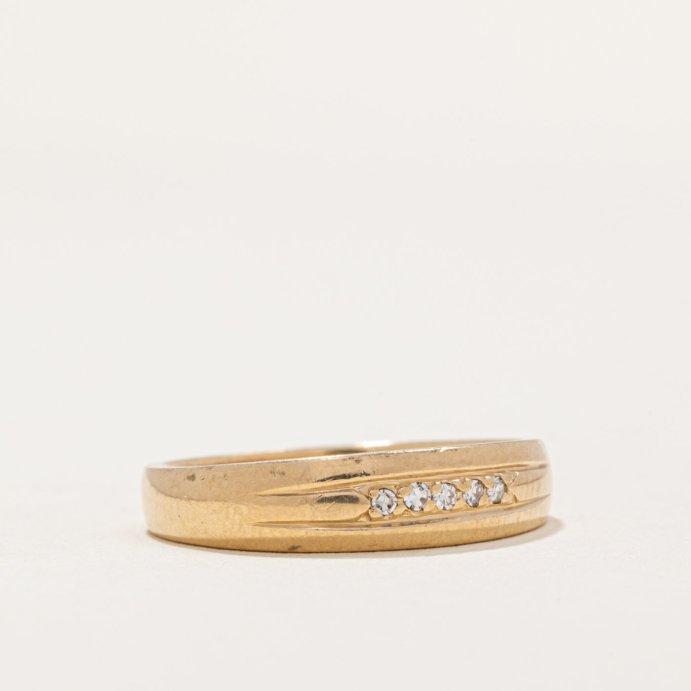 0.05ctw Five Stone Diamond Band Ring - Size 8.25 - Dainty Stackable Wedding Band for Women - Perfect for Anniversary, Engagement & Everyday Elegance