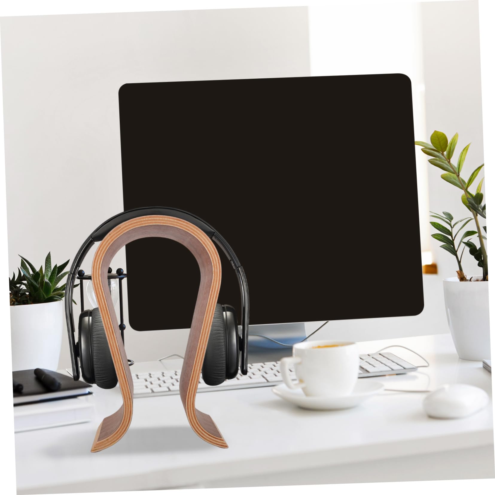 Premium Wooden Headphone Stand - Universal Holder for Headphones, Headsets & Helmets - Space-Saving Desk Organizer for Home Office, Gaming Setup & Studio Use