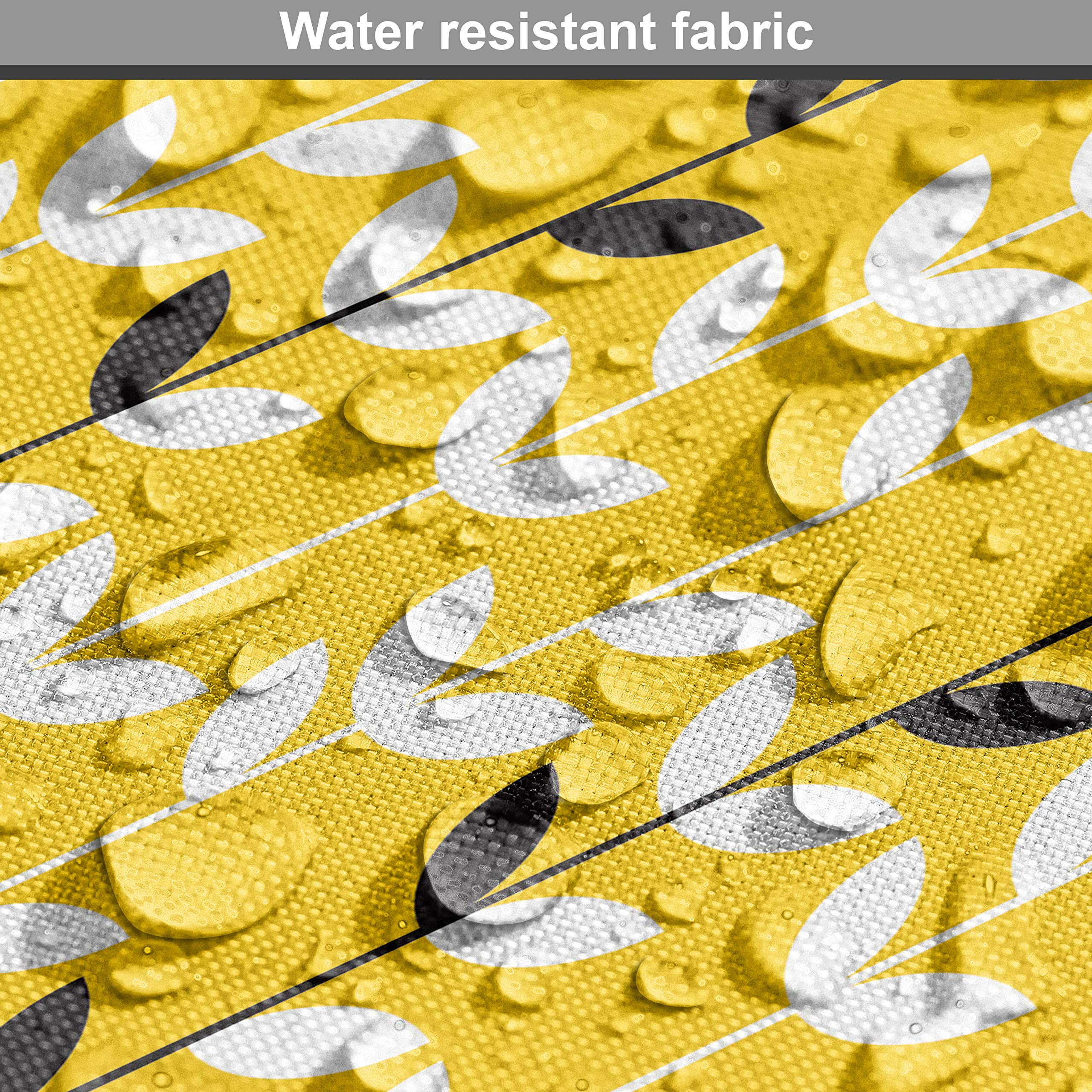 Ambesonne Asian Leaves Fabric by The Yard - Diagonal Monochrome Leaf Pattern on Yellow & Grey - 5 Yards for Upholstery, Curtains, Pillows & Home Decor | Perfect for Living Room, Bedroom & DIY Craft Projects