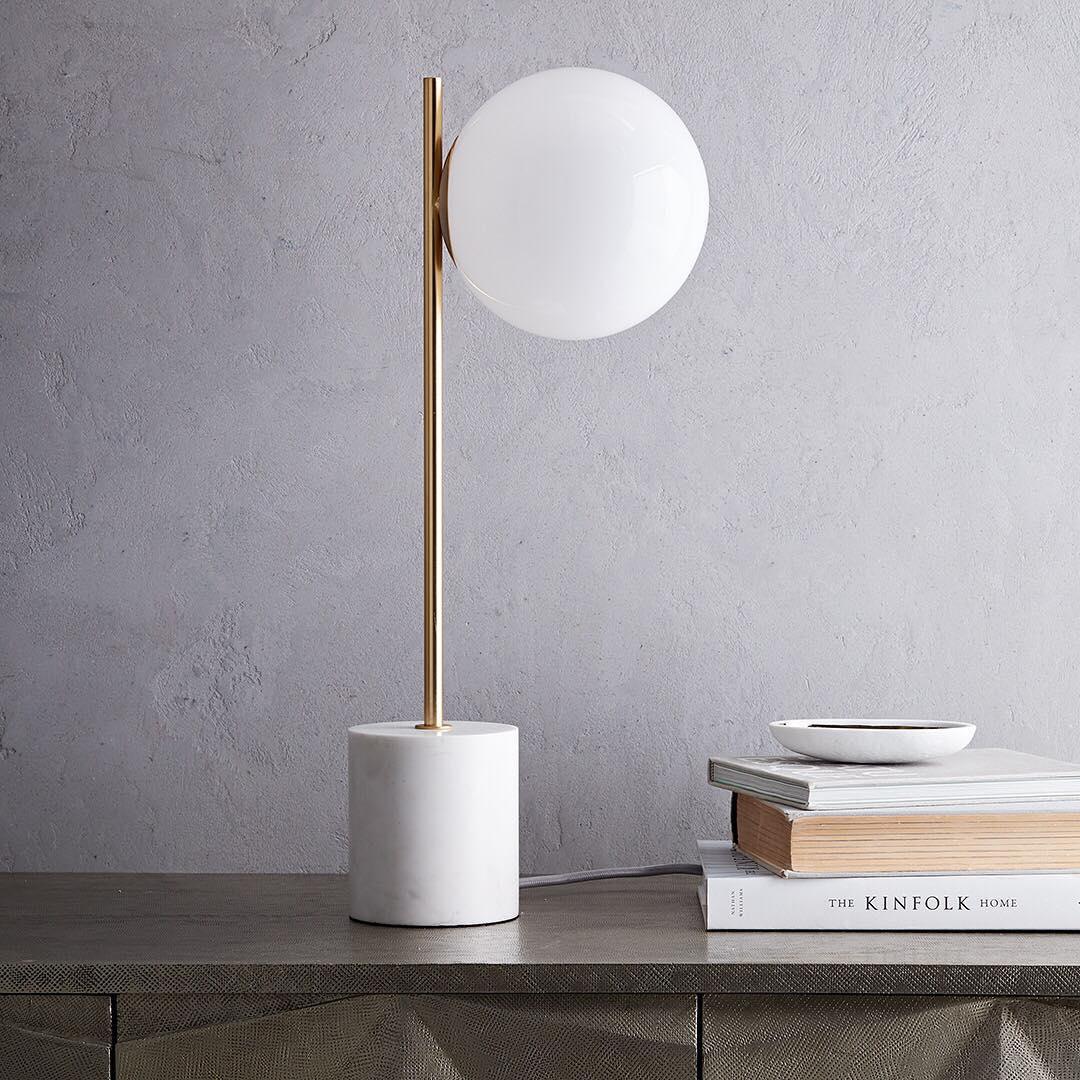 Modern Sphere & Stem Table Lamp - Adjustable LED Desk Light for Home Office, Bedroom, and Living Room - Perfect for Reading, Working, and Ambient Lighting