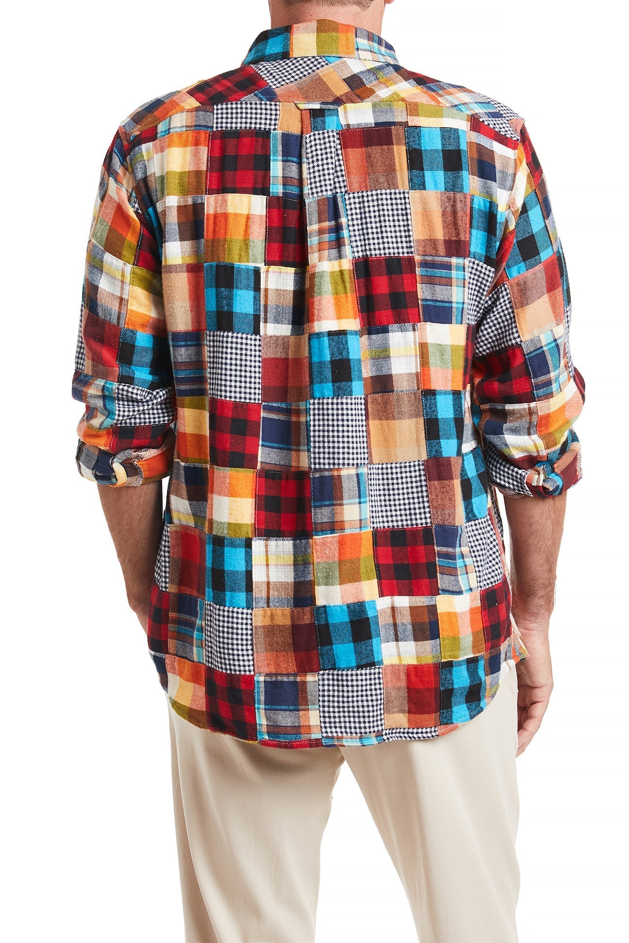 Chase Shirt Harvest Patch Madras Plaid Button Down - Casual Summer Shirt for Men, Perfect for Outdoor Activities & Beach Vacations