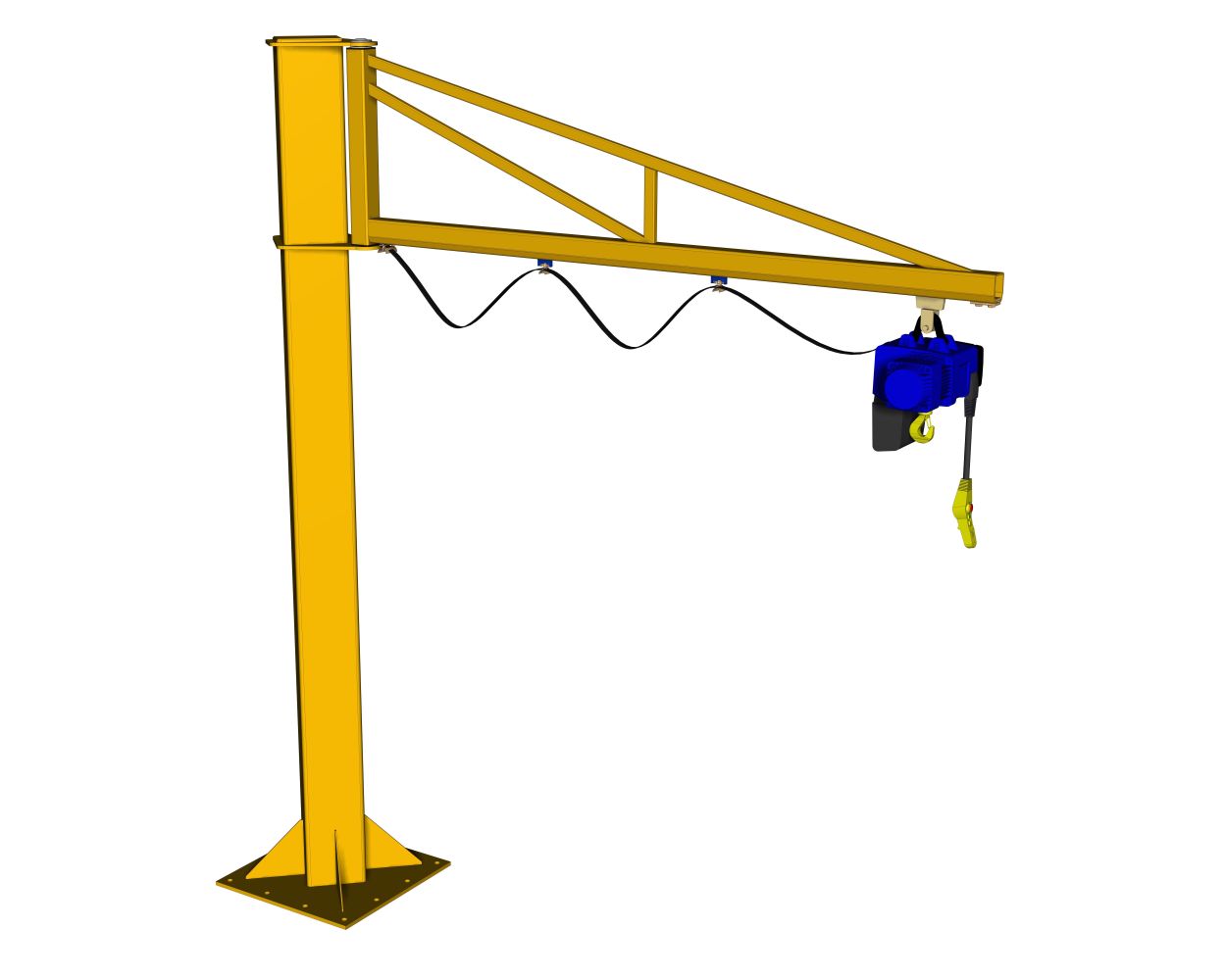 Free Standing Over Braced Jib Crane with 2m Arm - Heavy Duty Workshop & Warehouse Lifting Equipment for Industrial Use