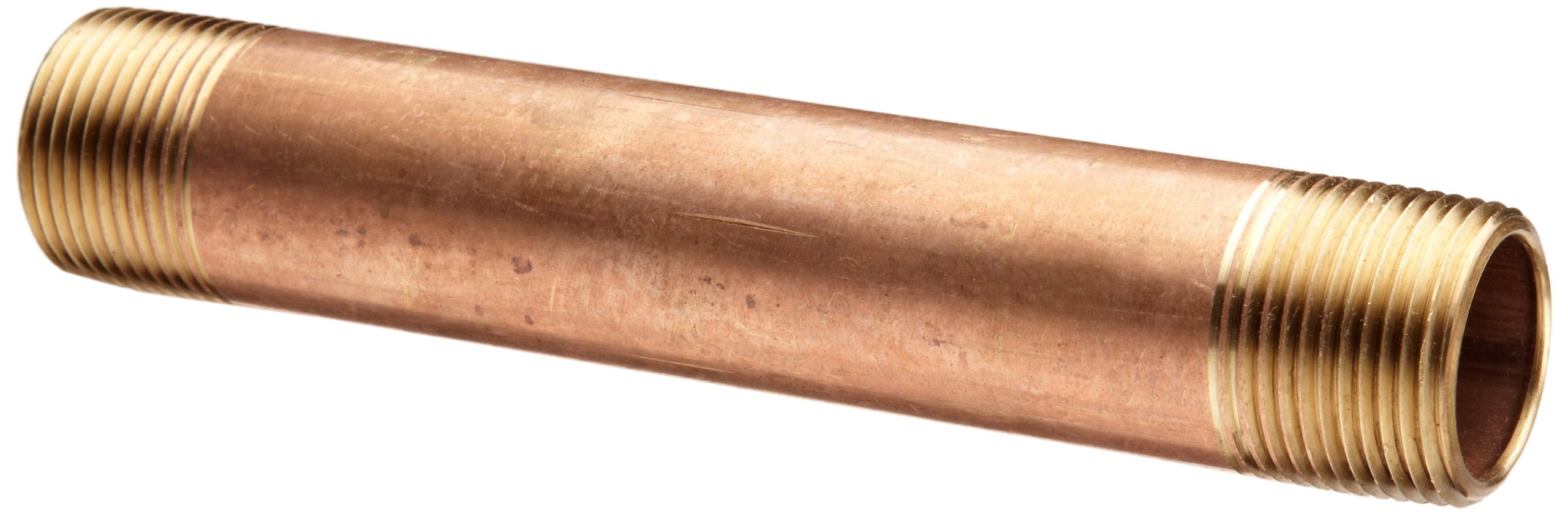 2008-300 Red Brass Pipe Fitting Nipple, Schedule 40 Seamless, 1/2
