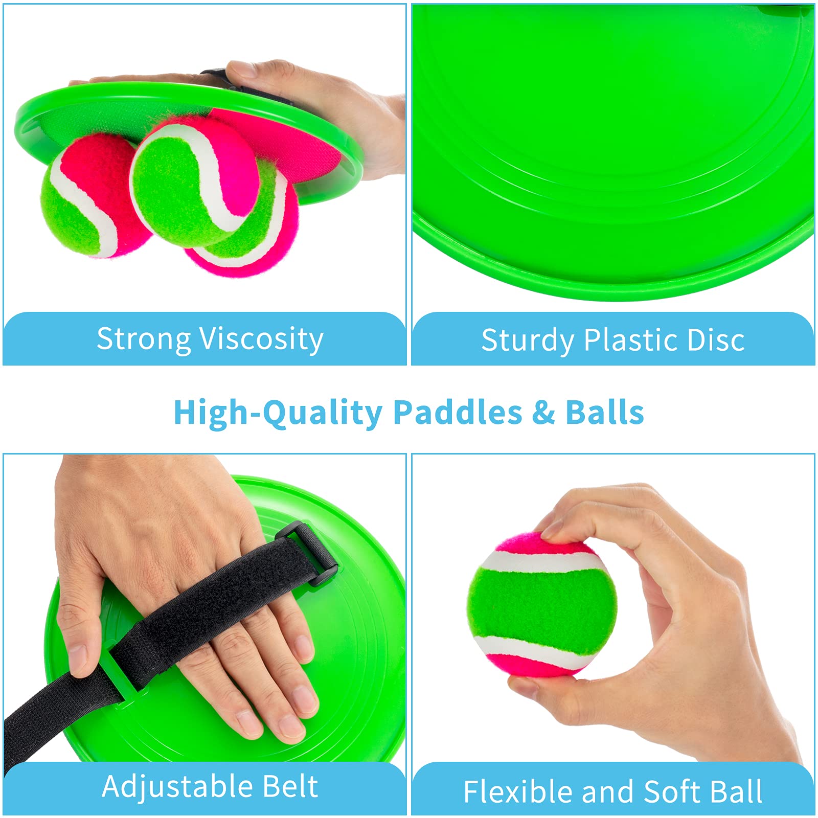 Best Outdoor Toys for Kids Ages 4-8 - Toss and Catch Ball Set with 6 Paddles & 3 Balls | Fun Yard Games for Kids, Family & Adults | Perfect Birthday Gift for 3-8 Year Old Boys & Girls | Great for Backyard Play, Picnics & Beach Activities