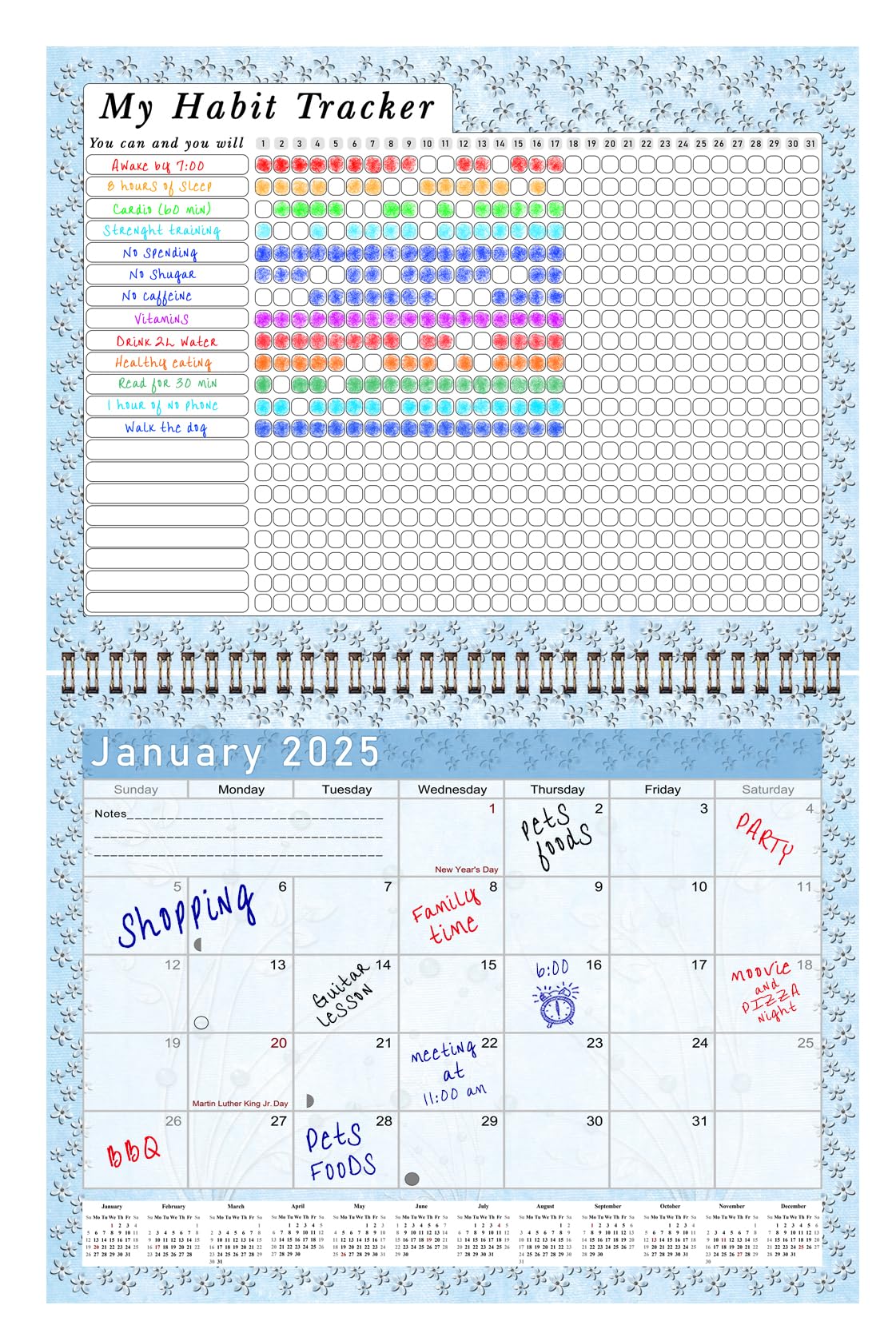 2025 Monthly Desktop & Wall Calendar Planner with Habit Tracker - Daily Weekly Monthly Goal Setting Motivational Journal - Inspirational Productivity Tool (Edition #018) - Perfect for Office, Home & School Organization