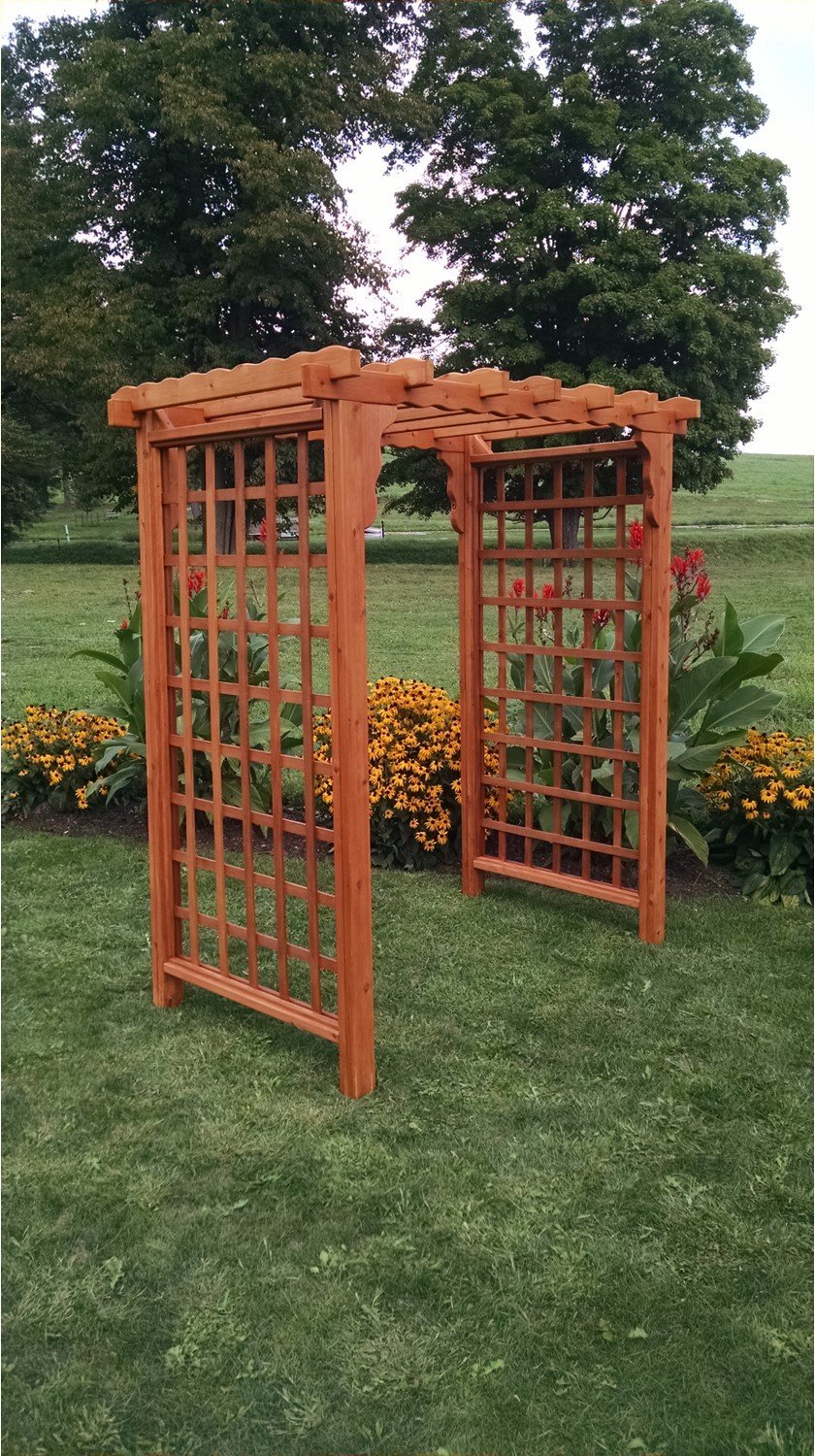 Amish Handcrafted Cedar Wood Lexington Arbor - Rustic Garden Arbor for Outdoor Weddings, Backyard Decor & Landscaping