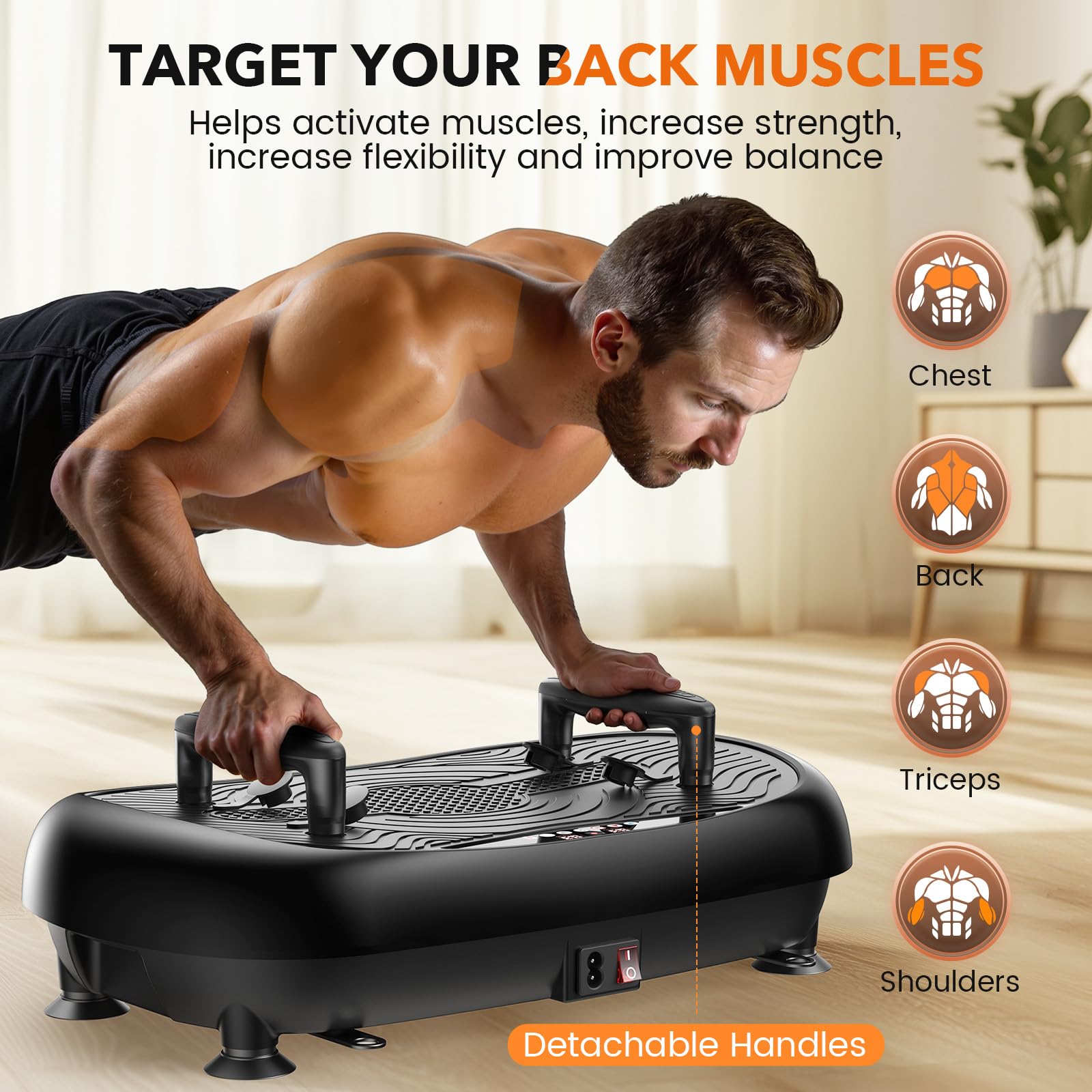 FEIERDUN Vibration Plate Exercise Machine - Whole Body Workout for Lymphatic Drainage, Weight Loss & Fitness - Includes Inflatable Cushion, Push-up Handles & 2 Resistance Bands - Perfect for Home Gym, Physical Therapy & Post-Workout Recovery