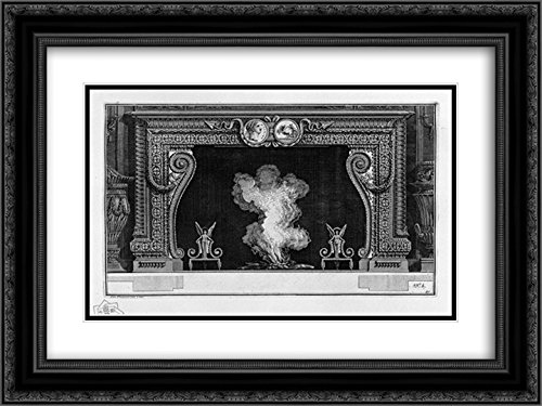 24x18 Black Ornate Frame Double Matted Museum Art Print - Giovanni Battista Piranesi Fireplace with Imperial Frieze & Winged Victories | Classic Home Decor, Office Wall Art, Gift for Art Lovers