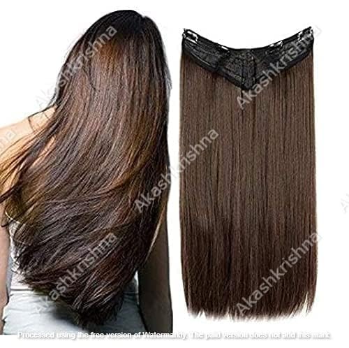 24 Inch Brown Straight Hair Extensions with Clips for Women & Girls | Natural-Looking Human Hair Weft for Styling, Volume & Length | Perfect for Parties, Weddings & Daily Wear
