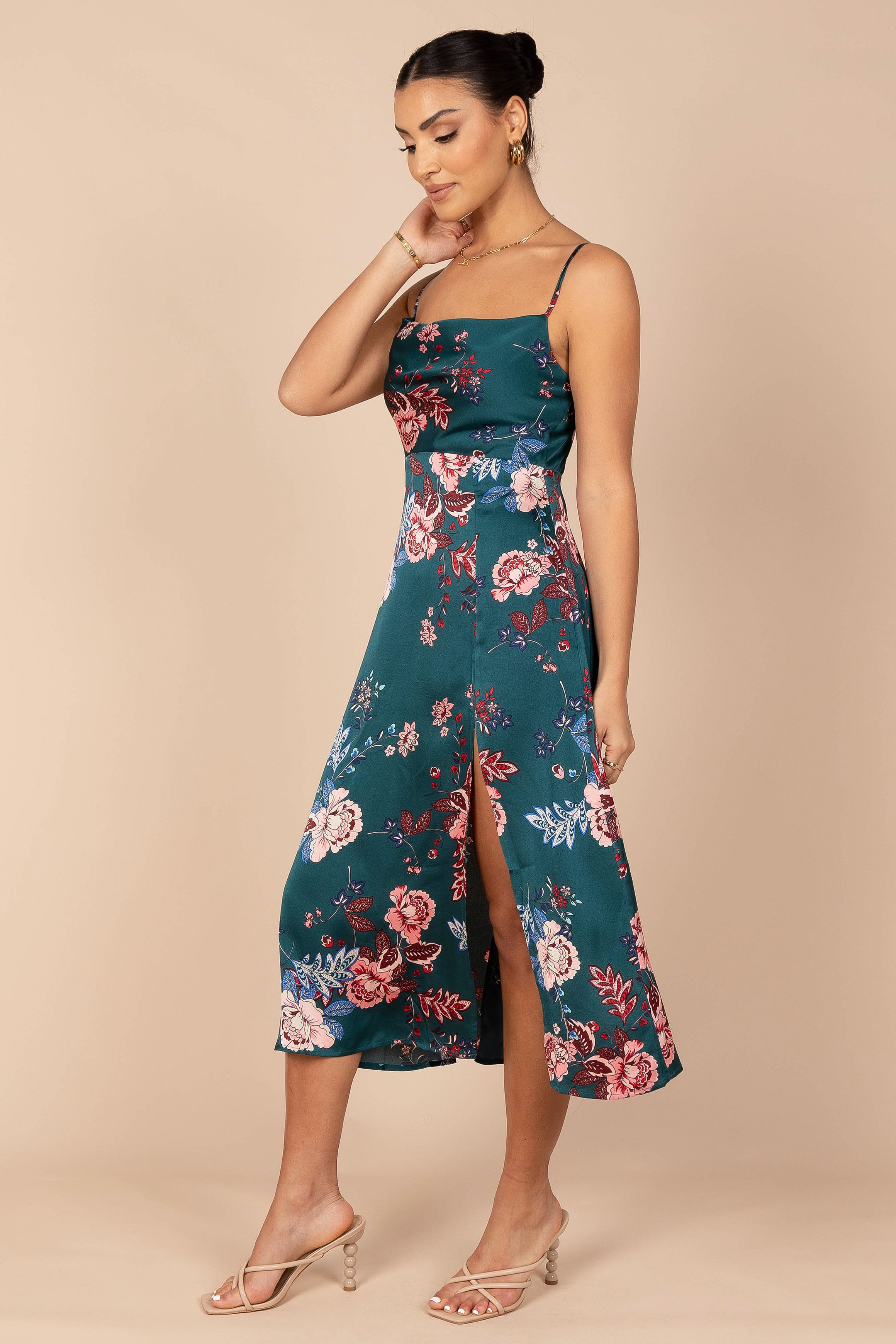 Alejandra Cowl Neck Midi Dress - Elegant Emerald Green Women's Formal Dress for Evening Parties, Weddings & Special Occasions