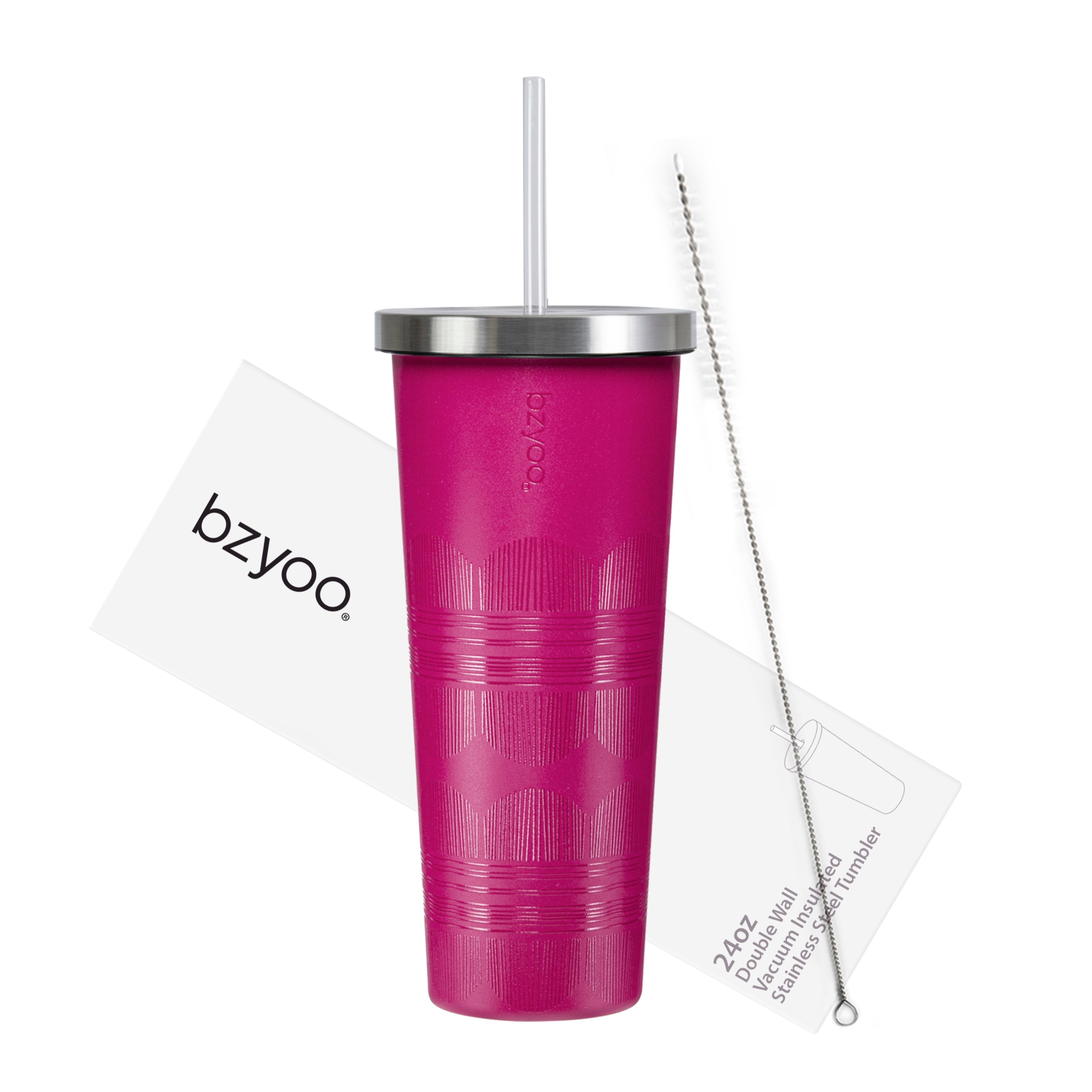 24oz Double Wall Vacuum Insulated Stainless Steel Tumbler with Straw Lid - Scribe Purple | Leakproof Travel Mug for Coffee, Tea & Cold Drinks | Perfect for Office, Gym & Outdoor Activities