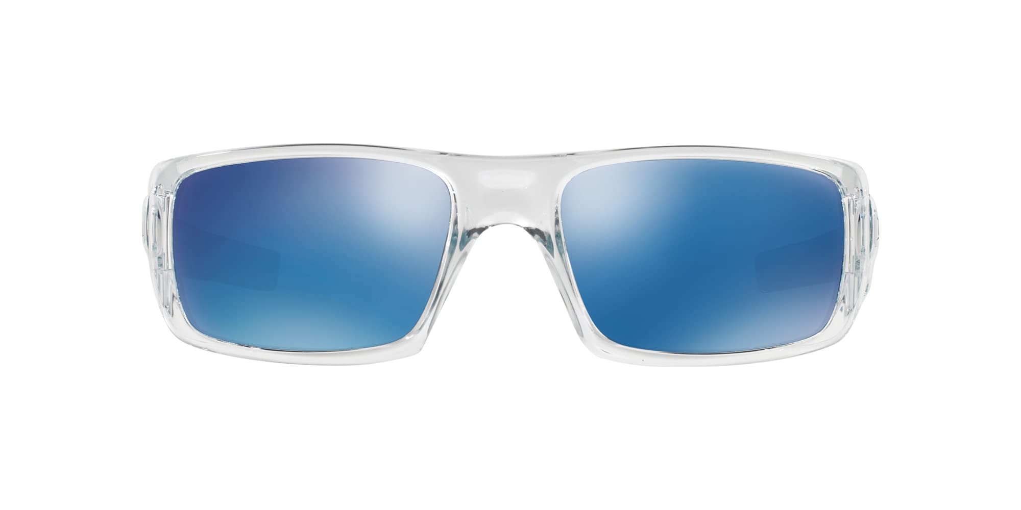 Oakley Crankshaft Sunglasses - Polished Clear Frame with Ice Iridium Lenses - UV Protection & Polarized - Perfect for Running, Cycling & Outdoor Sports