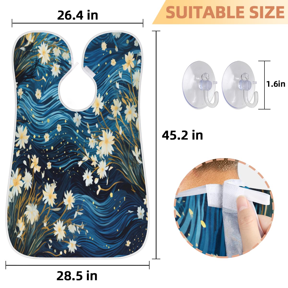 **Men's Daisy Flower Beach Beard Shaving Bib - Waterproof Hair Dye Apron for Barbers & Stylists - Sink Hair Catcher & Beard Trimming Accessory - Perfect for Salon, Home Grooming & DIY Haircuts**