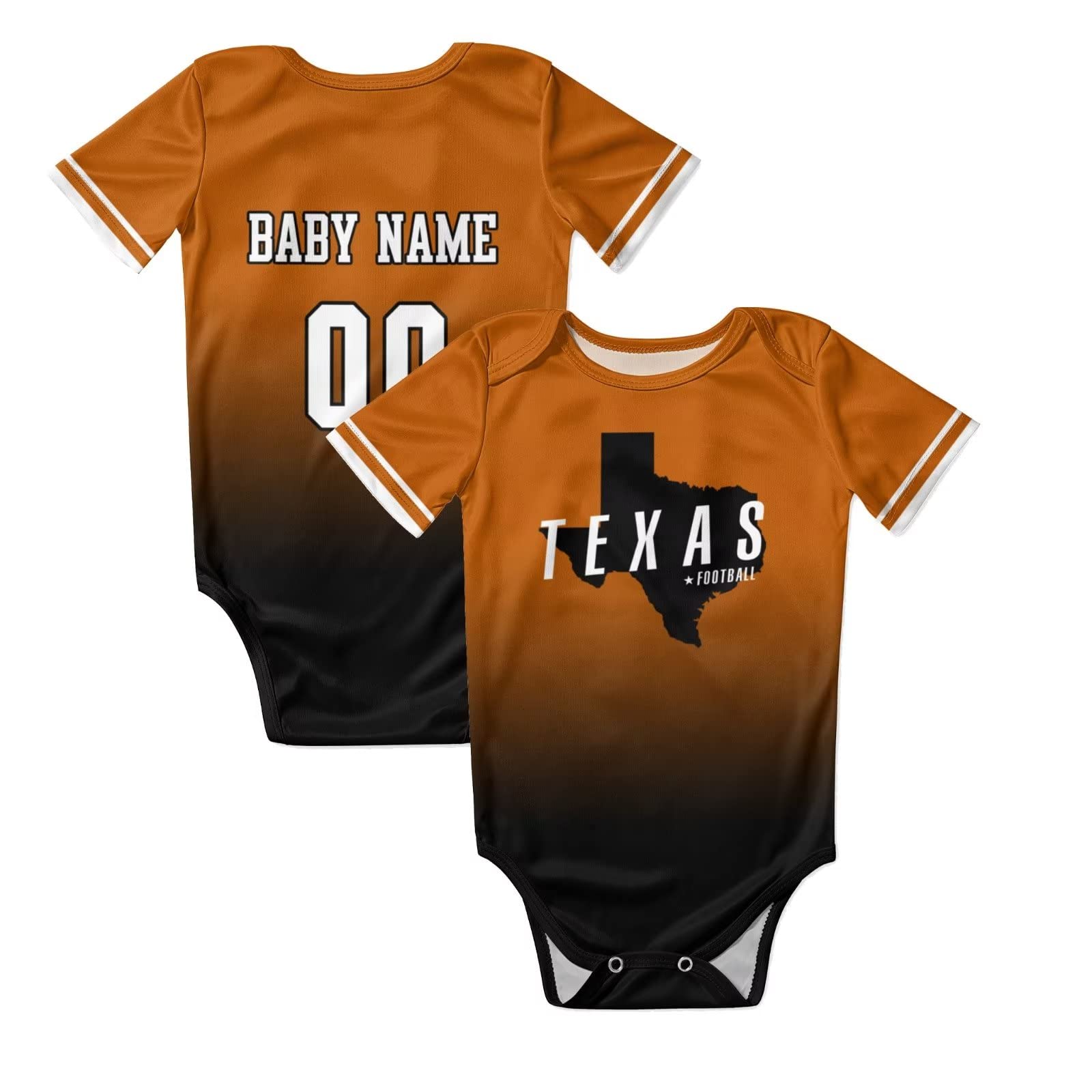 Custom Football Baby Onesie - Personalized Jersey with Name & Number - Gradient Baby Clothes for Boys & Girls - Perfect Fan Gifts for Game Day & Baby Showers