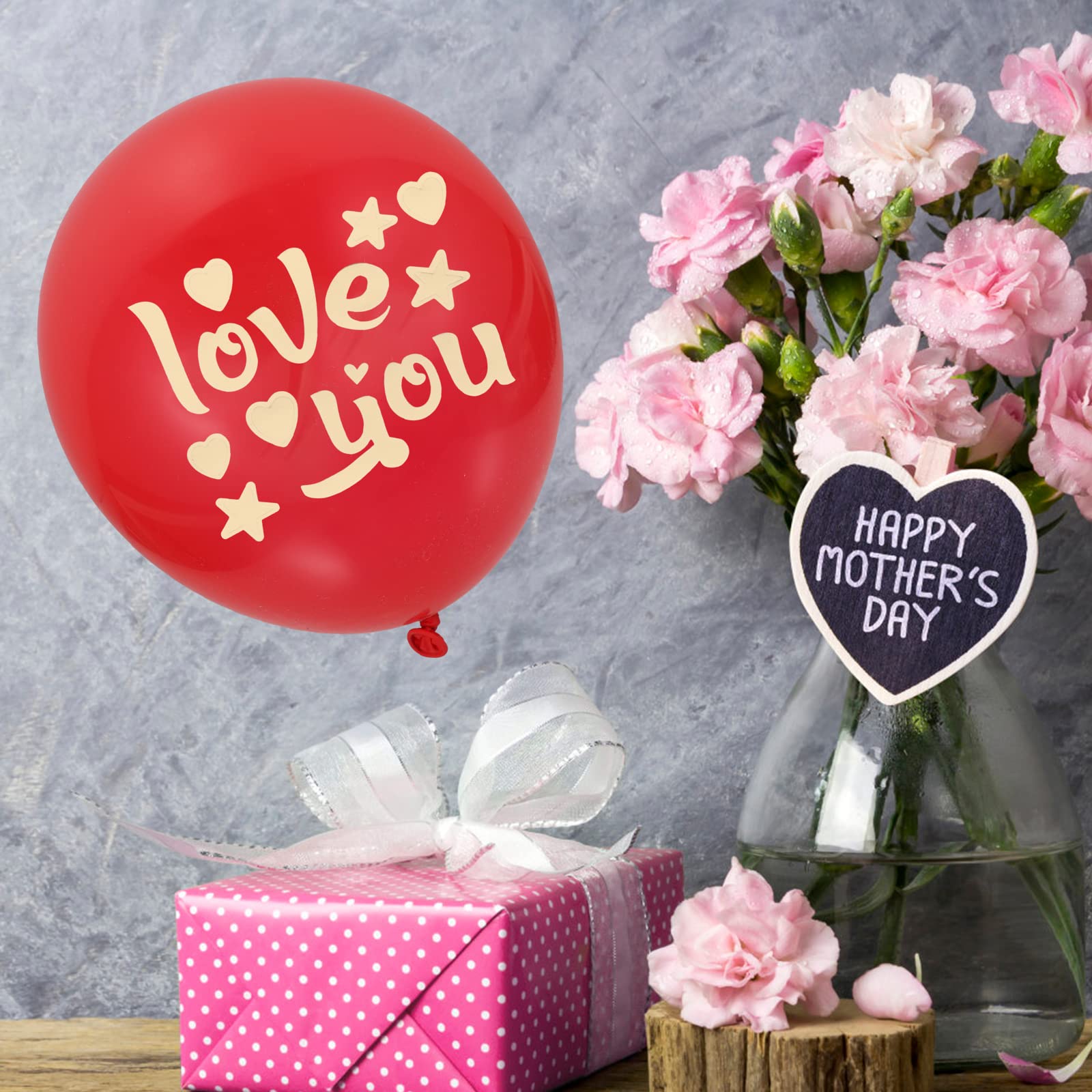 LUOZZY 20 Pcs I Love You Balloon Stickers - Heart Shaped PVC Gold Wall Decals for Wedding, Mother's Day, Valentine's Day & Anniversary Decor - Perfect for Party Backdrops, Photo Booths & Romantic Home Decor