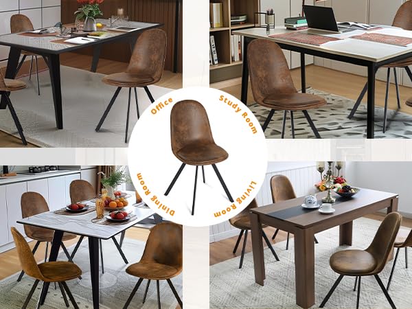 Homy Casa 360° Swivel Dining Chairs Set of 4 - Mid Century Modern Accent Chairs with Sturdy Metal Frame - Perfect for Kitchen, Dining Room, Living Room, Bedroom & Dressing Area - Brown Velvet Upholstery for Elegant Home Decor