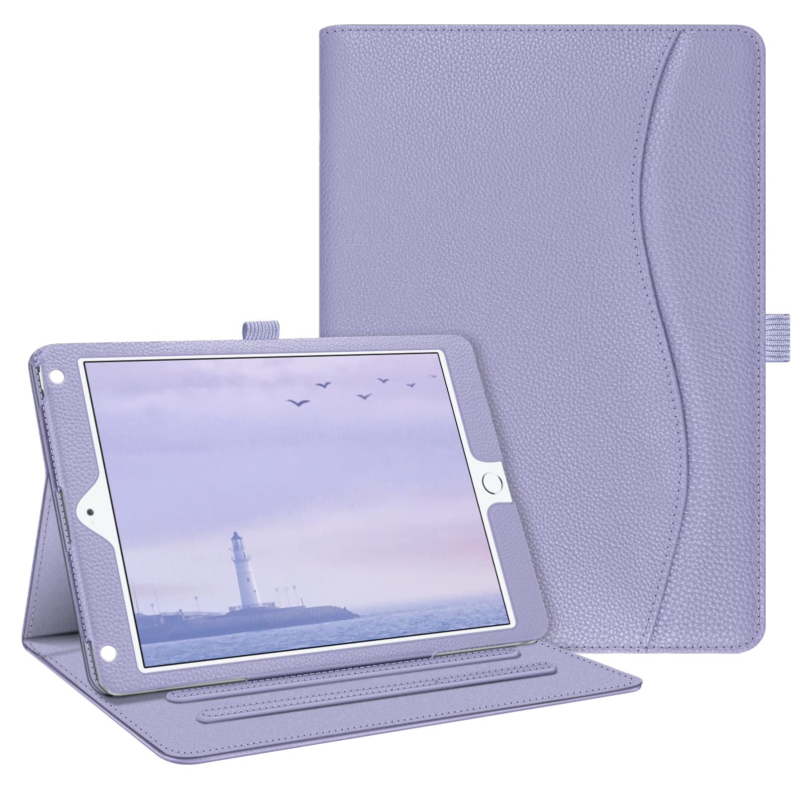 Fintie Protective Case for iPad 6th/5th Gen (2018/2017 Model) & iPad Air 2/Air 1 (9.7 Inch) - Multi-Angle Stand Cover with Corner Protection & Storage Pocket in Lilac Purple - Perfect for Work, School & Travel