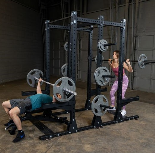 Body Solid SPR500DBL Double Half Rack - Heavy Duty Home Gym Equipment for Strength Training | Perfect for Small Spaces & Full-Body Workouts