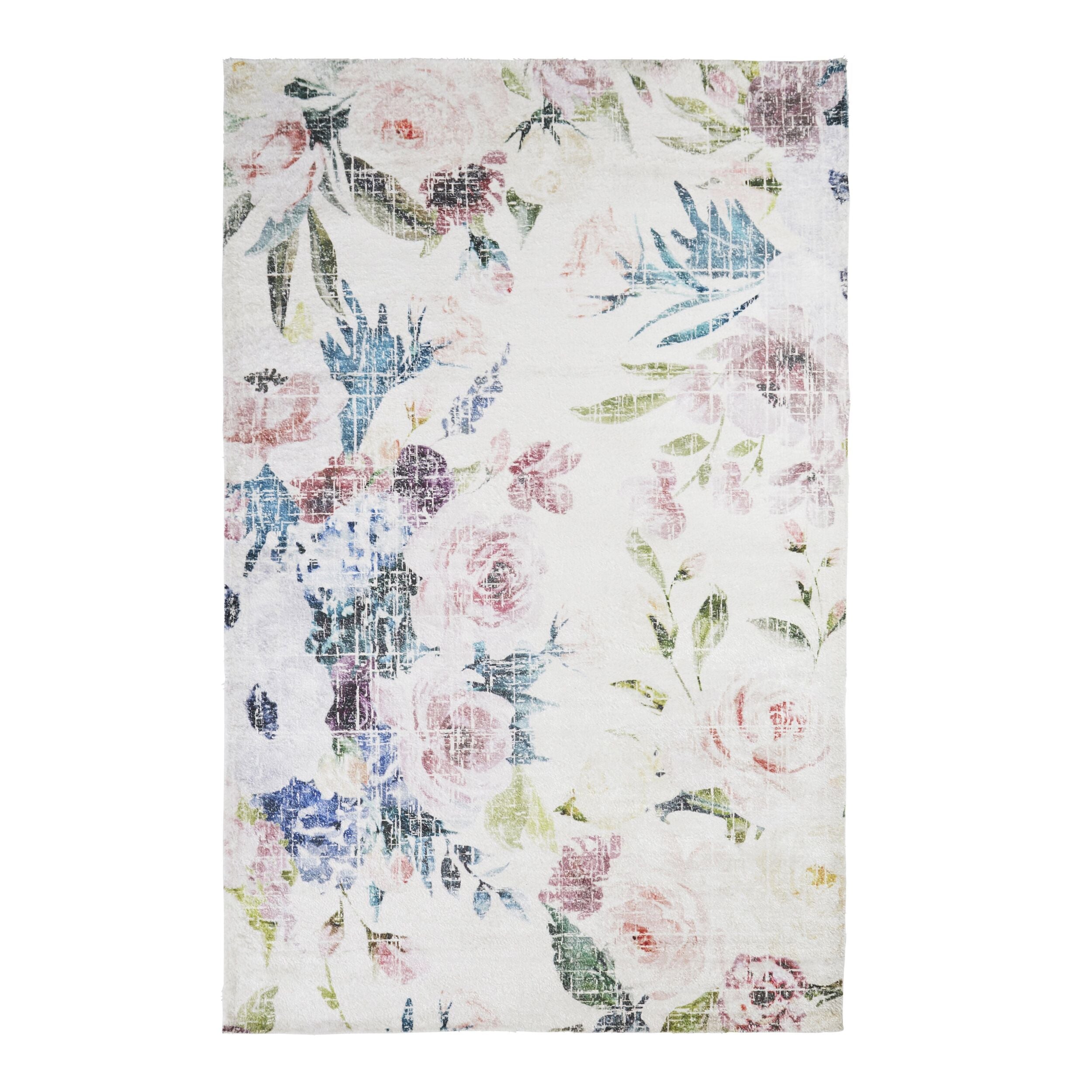 Botanical Snow Digital Printed Tufted Shaggy Rug 8x5 Feet - Soft Plush Bedroom Carpet for Cozy Home Decor, Living Room Floor Mat, Nursery Rug