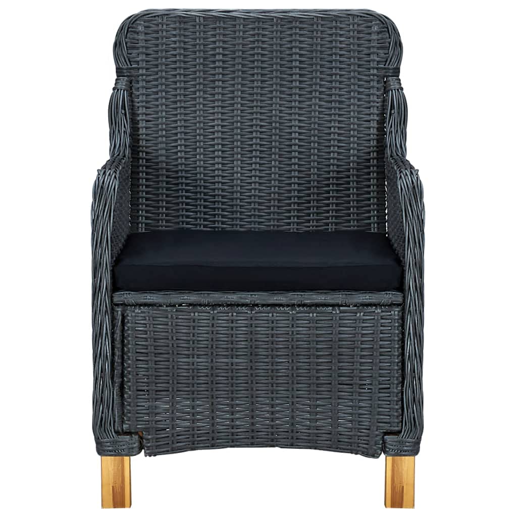 vidaXL 3-Piece Patio Furniture Set - Outdoor Sofa Chair with Coffee Table, Modern Poly Rattan Dark Gray Garden Armchair with Wood Legs | Perfect for Backyard, Deck, and Poolside Relaxation