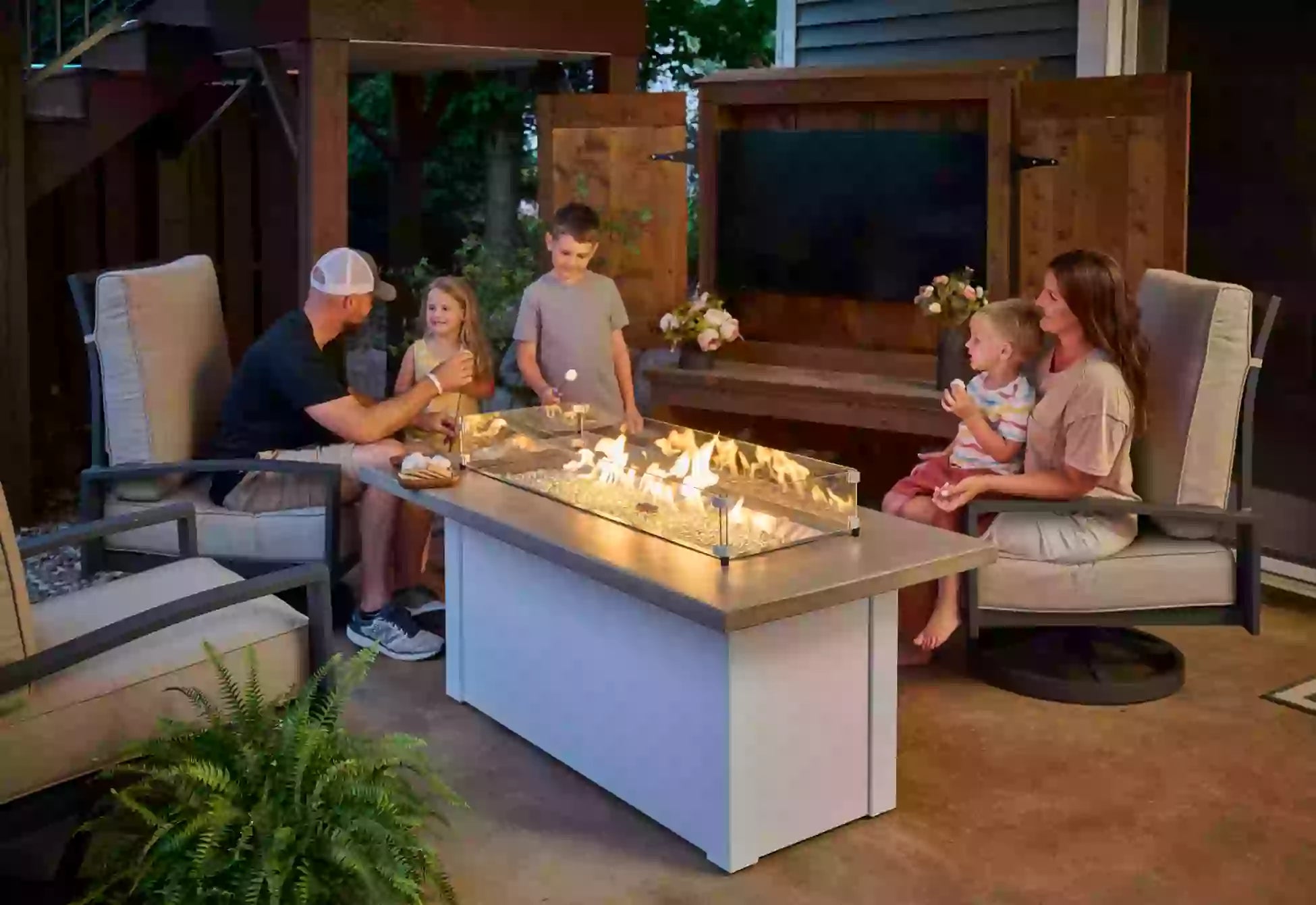 Havenwood Linear Gas Fire Pit Table - Outdoor Patio Heater with Modern Design for Backyard, Deck, and Garden - Perfect for Entertaining and Relaxing
