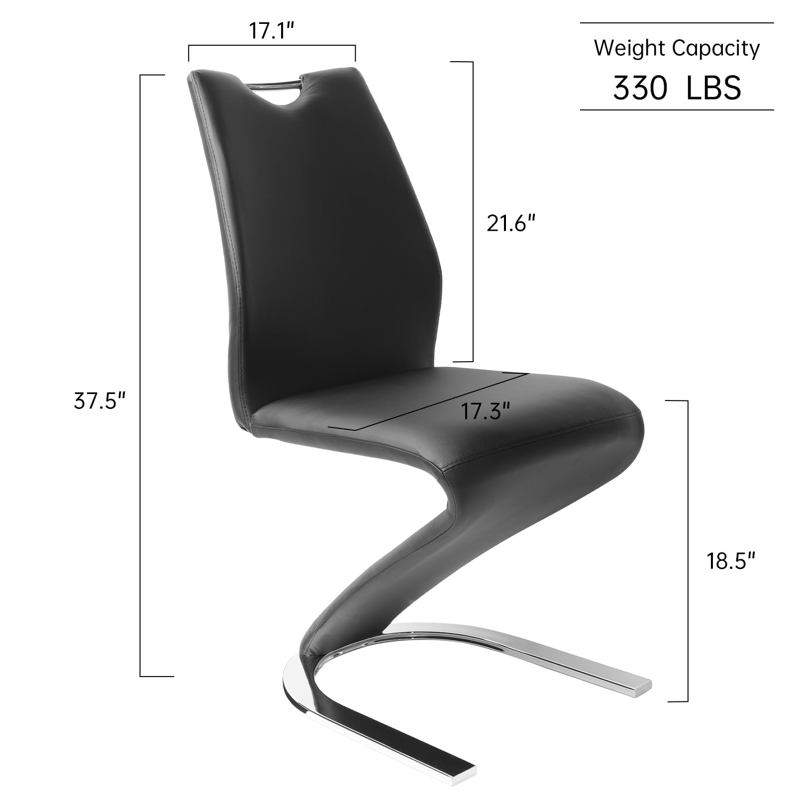 4-Piece Mermaid Dining Chairs Set - Modern Upholstered Armless Side Chairs with PU Leather Cushion & Sturdy Metal Legs for Kitchen, Dining Room, Breakfast Nook or Small Space (Black)