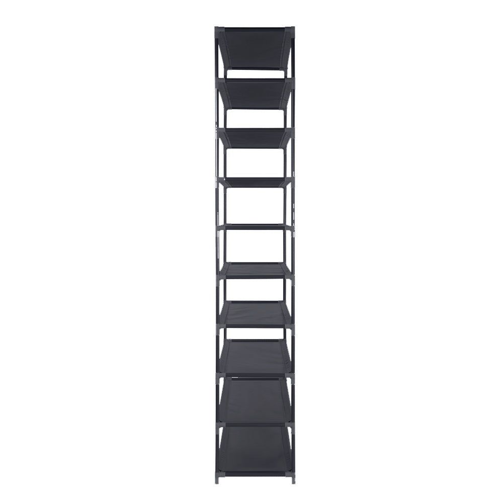 10-Tier Stackable Shoe Rack Organizer - Space Saving Black Shoe Storage for Closet, Entryway & Bedroom - Holds 30-40 Pairs of Shoes