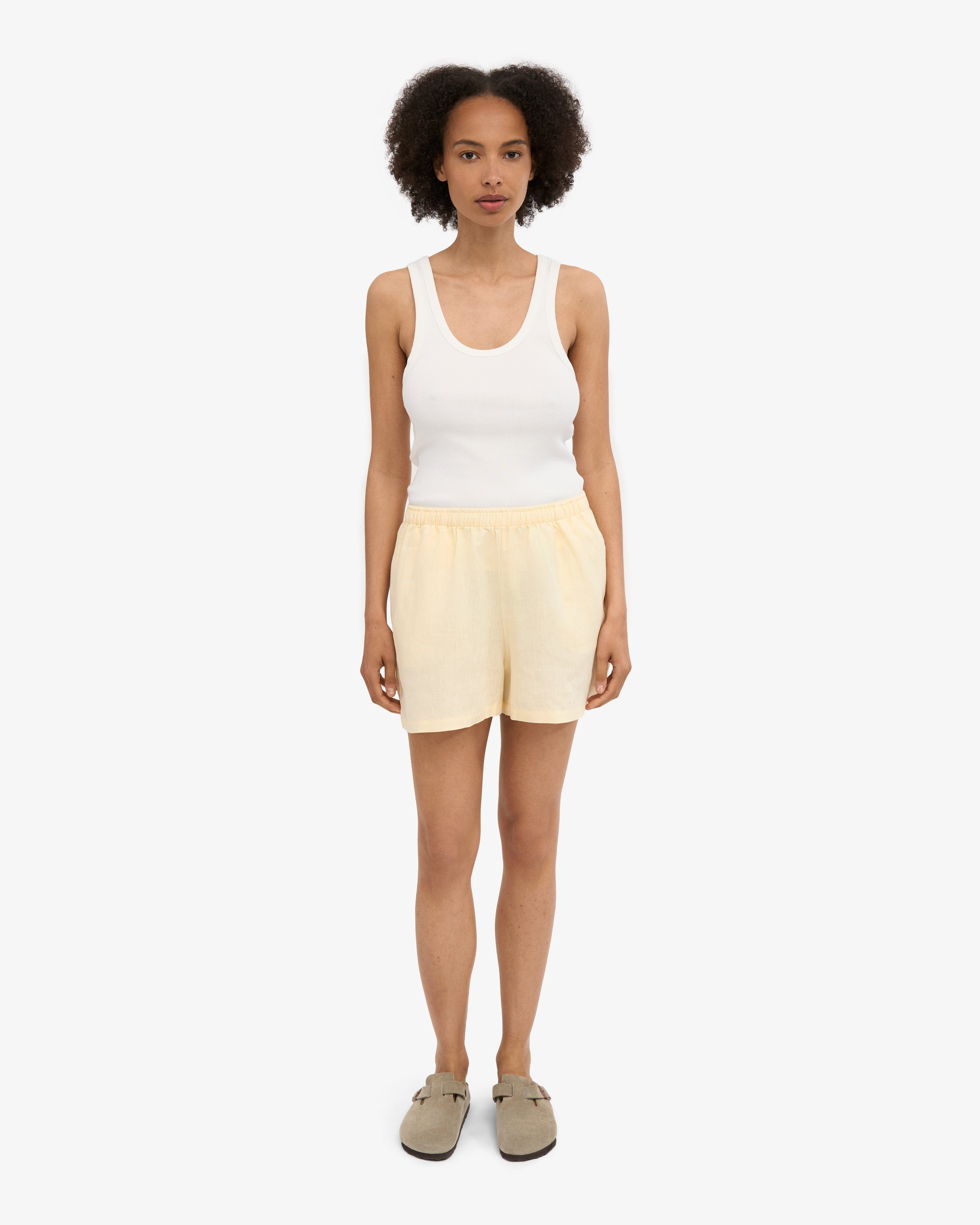 Soft Yellow Linen Shorts for Women - Comfortable & Breathable Summer Casual Wear - Perfect for Beach, Vacation, and Relaxing Outdoors