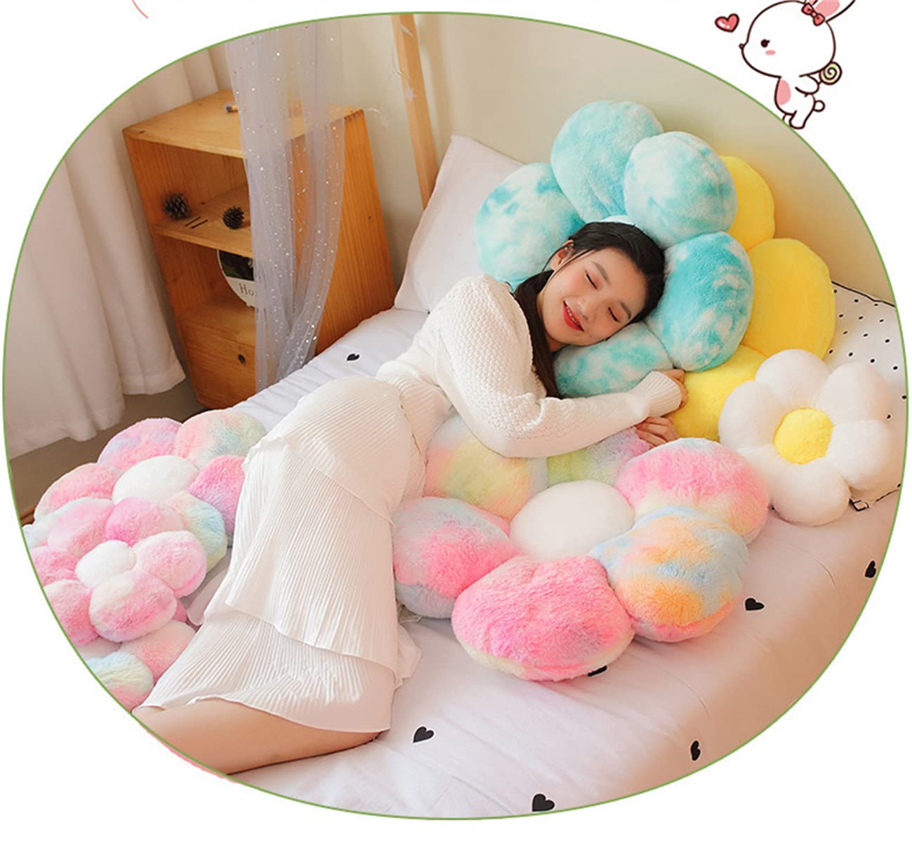 Plush Flower Cushion - 30x30cm Velvet Sofa Pillow for Living Room & Office Decor