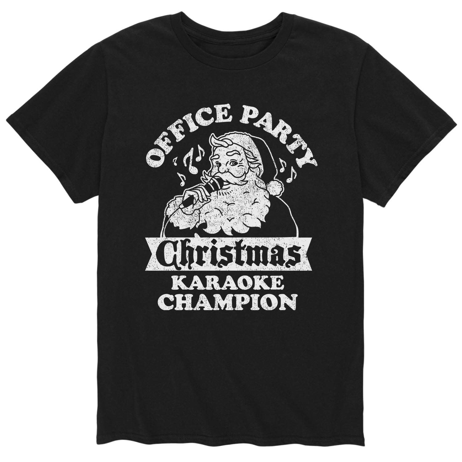 Men's Short Sleeve Graphic T-Shirt - Office Party Christmas Karaoke Champion Tee | Fun Holiday Gift for Coworkers & Friends