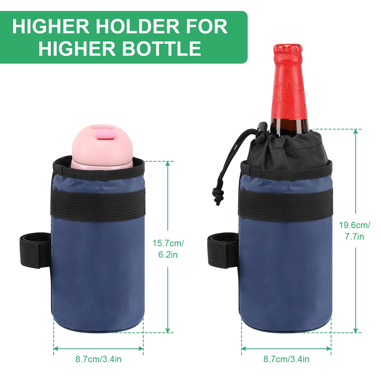 Accmor Insulated Bike Water Bottle Holder - Keeps Drinks Cold or Hot for 12 Hours, Universal Bike Cup Cage for Kids, Mountain, Cruiser & Road Bicycles (Blue) - Perfect for Cycling, Commuting & Outdoor Adventures