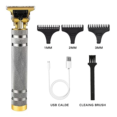 Professional USB Rechargeable Hair Clipper Trimmer for Men - Electric Beard & Hair Cutting Machine, Silver | Home Barbering & Personal Grooming Kit